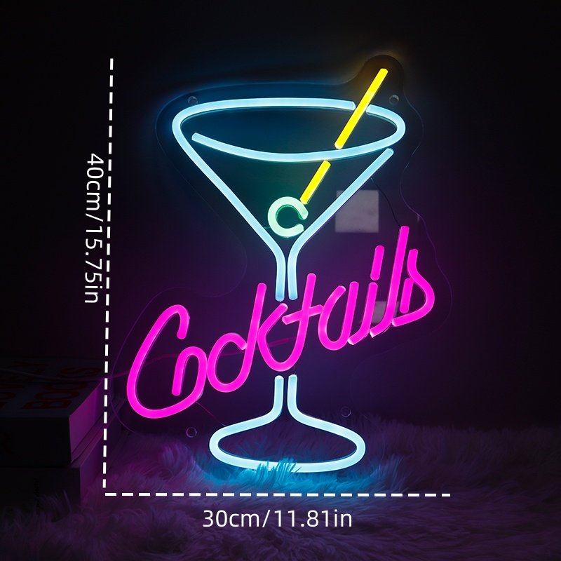 Rebow Fast Delivery Dropshipping Decoracion Lettering Light Logo Cocktail Neon Sign Neon Lights Drop Shipping for Party
