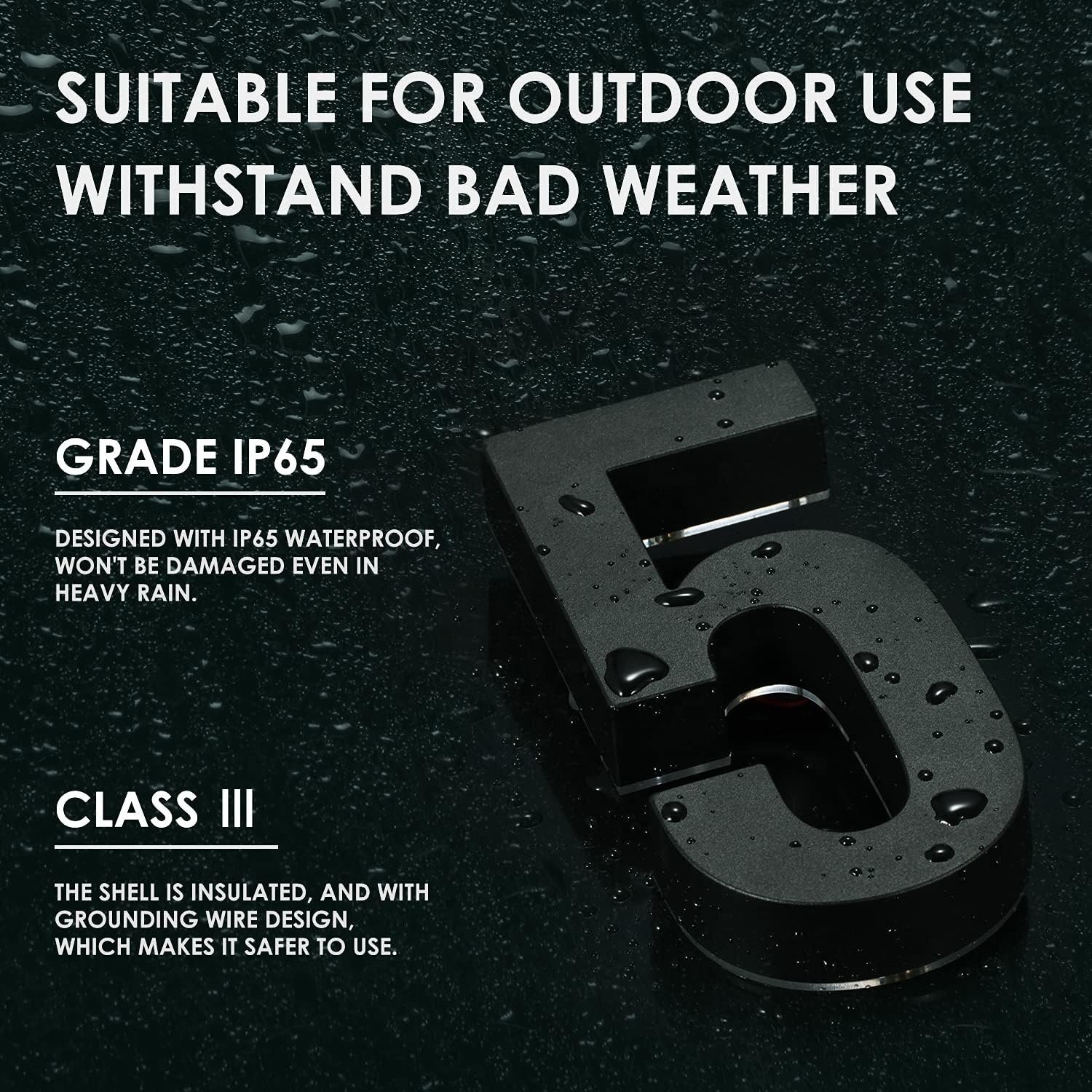 6 Inch Floating Solar House Number Light Outdoor Advertising Waterproof IP65 Metal Black Illuminated Backlight Hotels
