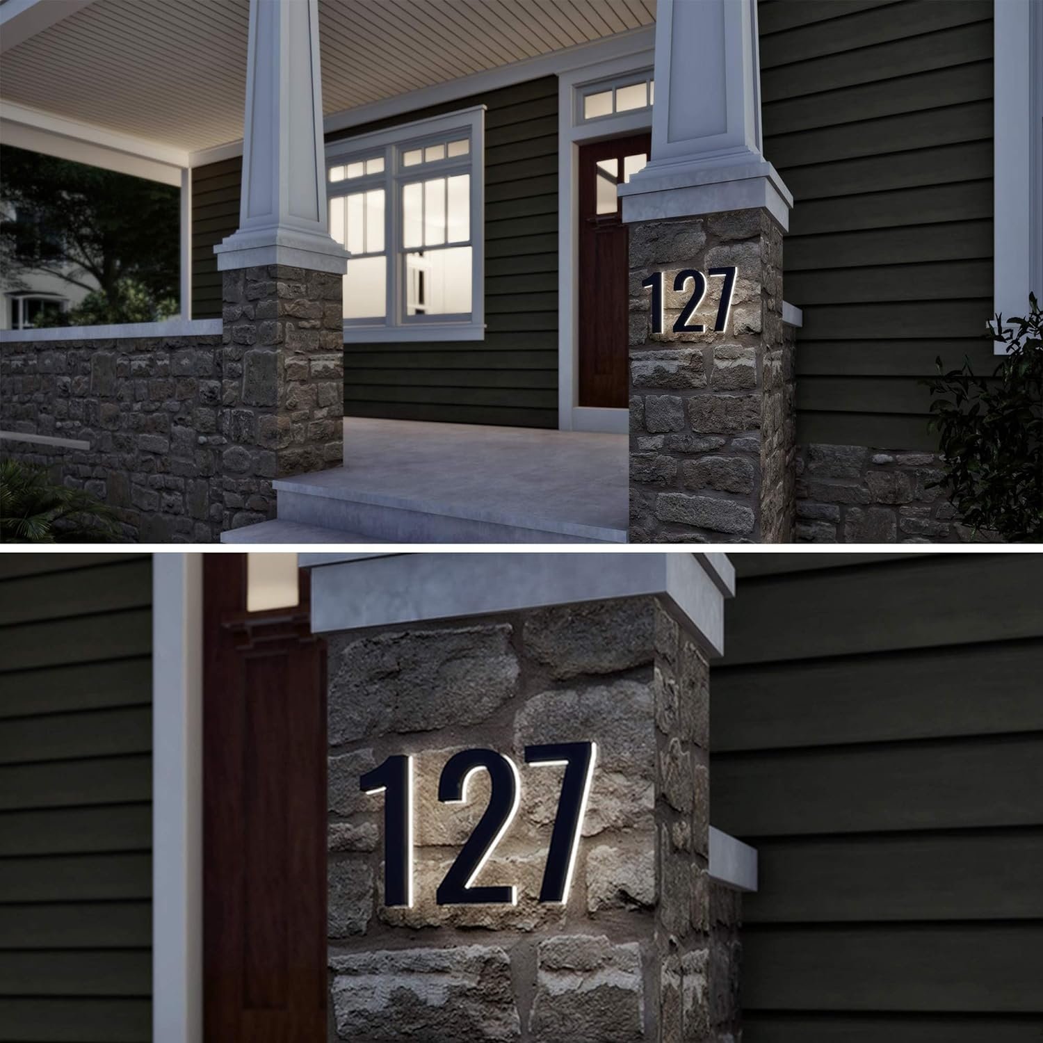6 Inch Floating Solar House Number Light Outdoor Advertising Waterproof IP65 Metal Black Illuminated Backlight Hotels