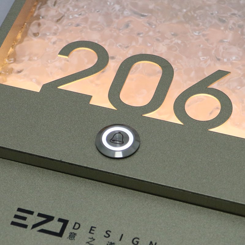EZD Custom Modern Led Hotel Door Plate with Light House Doorbell Acrylic Apartment Door Number Sign