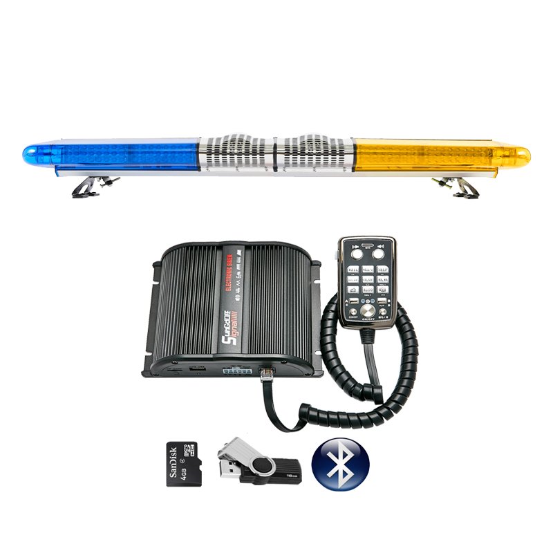 140cm Led Ambulance Light bar Blue Cop Led Warning Lightbar MP3 Function Alarm Warning Light Bars with Speaker