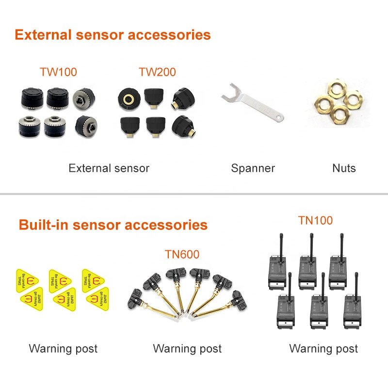 Truck Trailer TPMS Supports up to 26 Wheels, Supports 0-261Psi 0-18Bar, with RS232 Internal and External Sensors