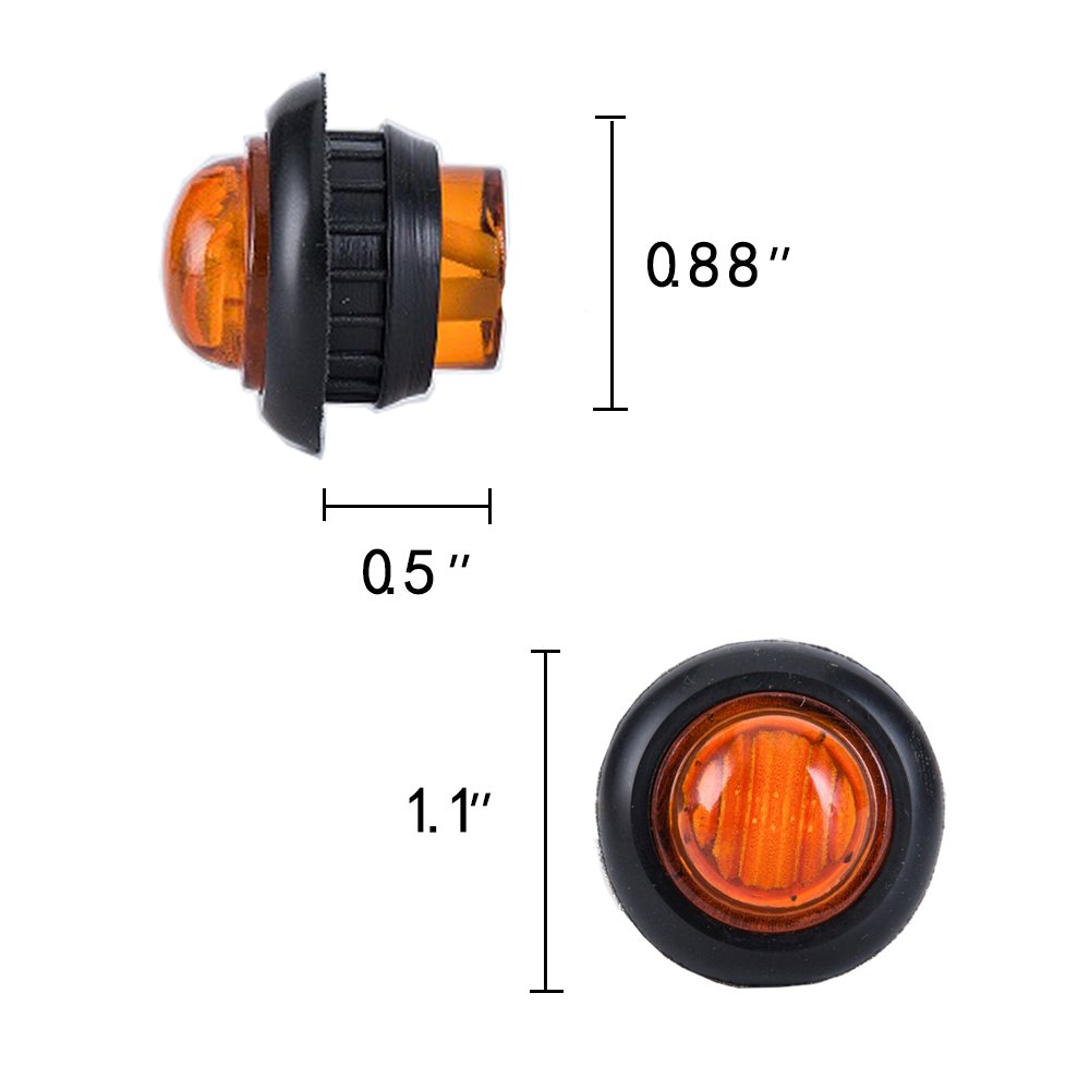 12V China Truck/Trailer/Bus LED 3/4 Inch Amber Round Side Marker and Clearance Light/Lamp