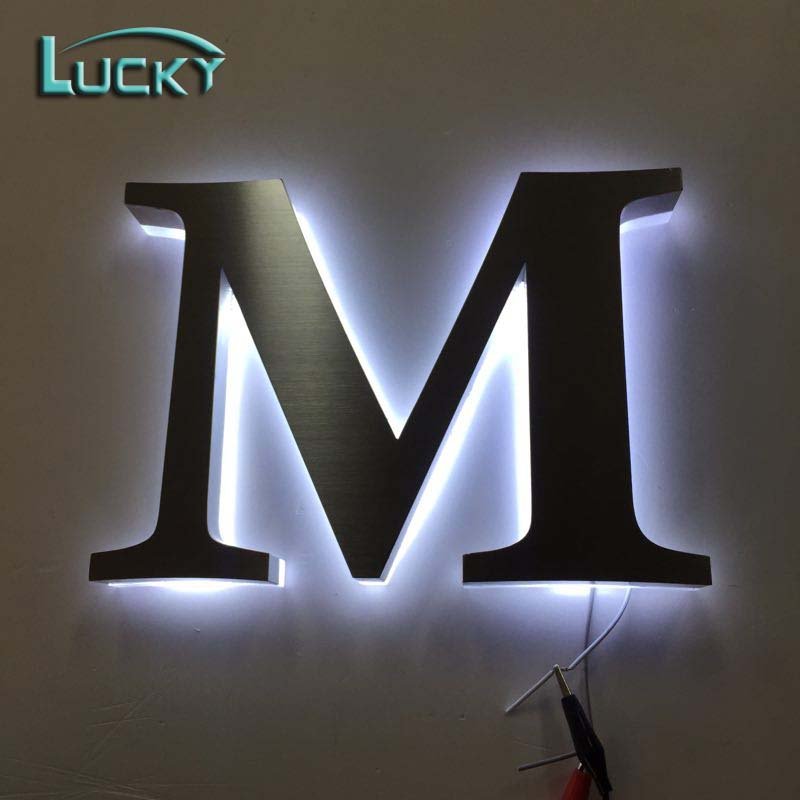 Storefront Small Alphabet Letter Silver Steel Lighting up Metal Letter Backlit Channel Letter Sign