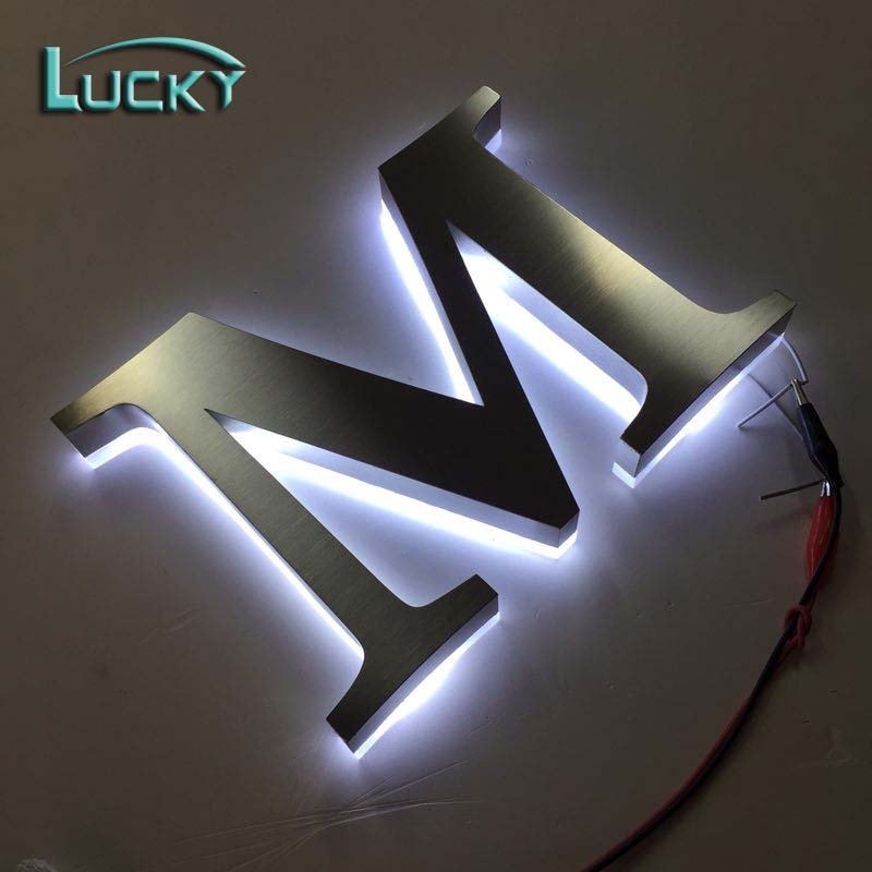 Storefront Small Alphabet Letter Silver Steel Lighting up Metal Letter Backlit Channel Letter Sign
