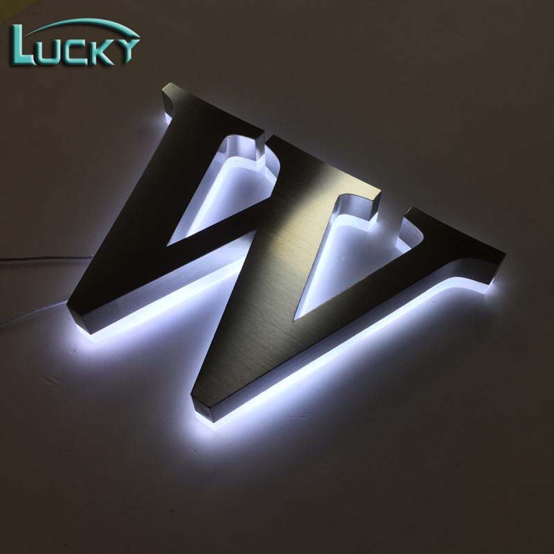Storefront Small Alphabet Letter Silver Steel Lighting up Metal Letter Backlit Channel Letter Sign