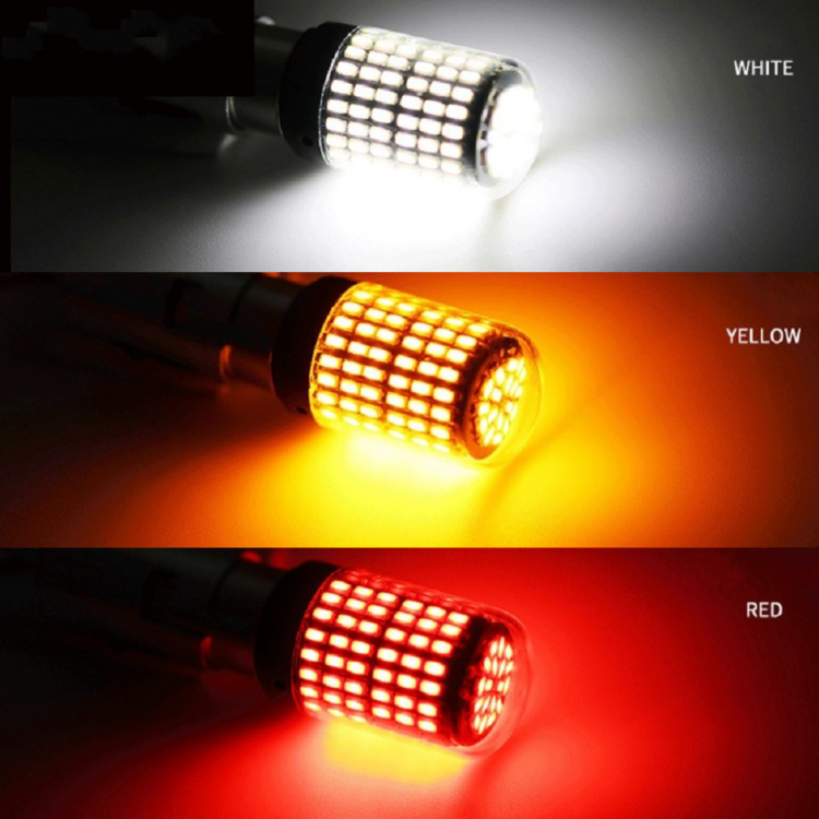 Three Colors 3014 144smd 2880lm Can bus Car Led Switchback Bulb 1156 1157 7440 7443 3156 3157