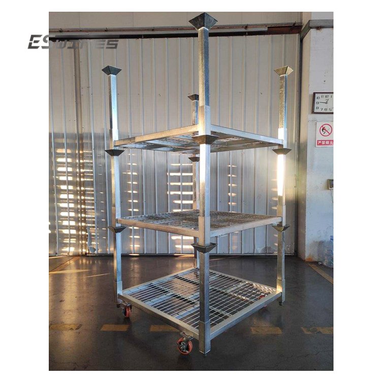 Warehouse Detachable Furniture Industry Portable Metal Steel Transport Stacking Heavy Duty Rack Storage with Wheel