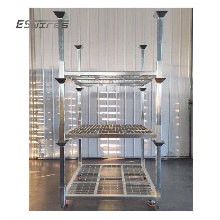 Warehouse Detachable Furniture Industry Portable Metal Steel Transport Stacking Heavy Duty Rack Storage with Wheel