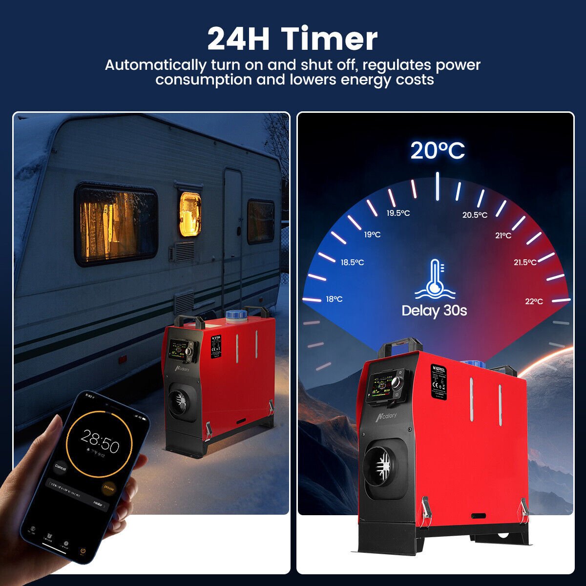 APP Control Diesel Heater 12V 5kW All in One Parking Air Heater for Trucks Motor-homes Boats Bus