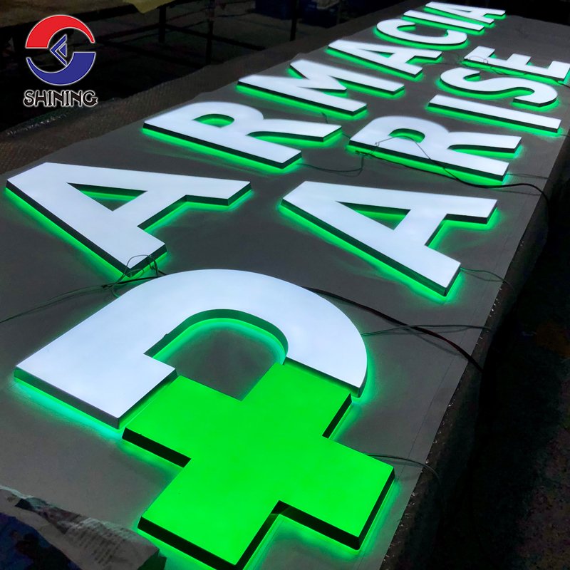 Manufacturer Custom LED Dentist Pharmacy Green Cross Sign Board Design Enseigne Lumineuse Pharmacie Pharmacy LED Sign