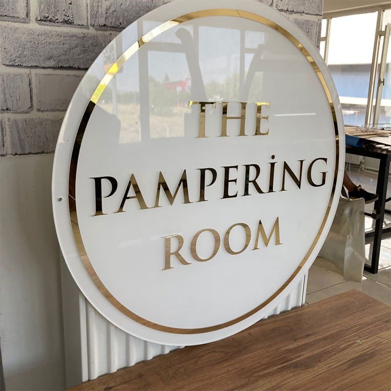 Acrylic Mirror Gold Sign, Salon Business Sign, Customized Sign, Wall Sign 3d Logo, Business Name Sign