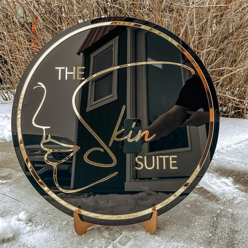 Acrylic Mirror Gold Sign, Salon Business Sign, Customized Sign, Wall Sign 3d Logo, Business Name Sign