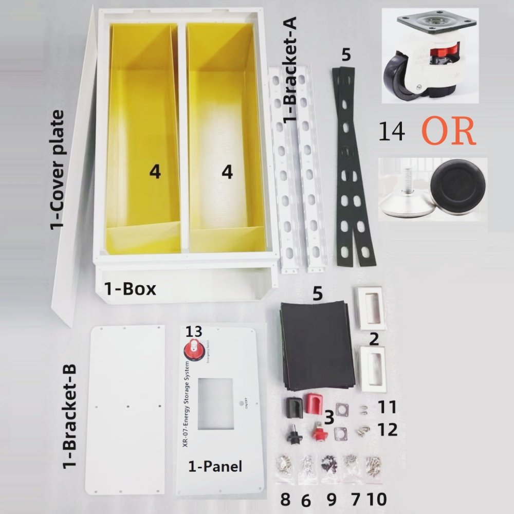 XR07 48V280AH 15KW Solar Home Energy Storage LiFePO4 Battery Case Bank DIY Kit for JK Inverter BMS 270AH 280AH 302AH 310AH