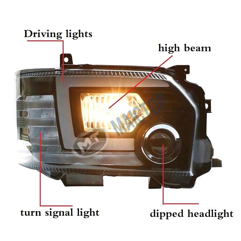 MAICTOP Car Body Parts LED DRL Front Modified Headlight for Hiace 200 Bus 2014-2018 Retrofit Head Lamp