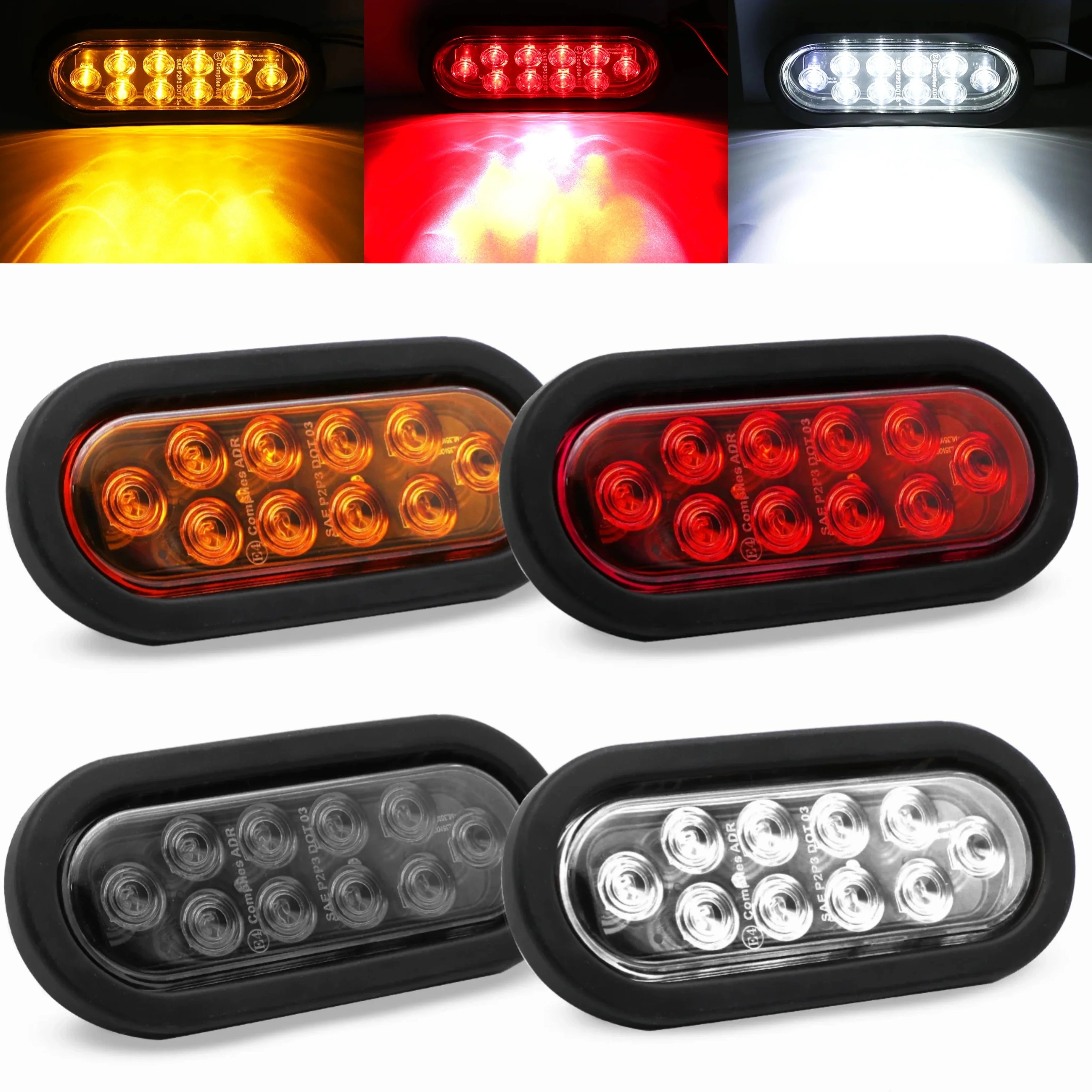 12V 6 " 10LED Truck Trailer Car Side Marker Lights Clearance Lamp Taillight Warning Tractor Strobe Brake Signal Light