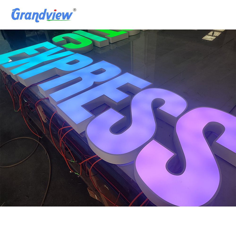 RGB Full Color Business Building Led Signage Stainless Metal Led Channel Letter Illuminated Front Lit Letter Signage