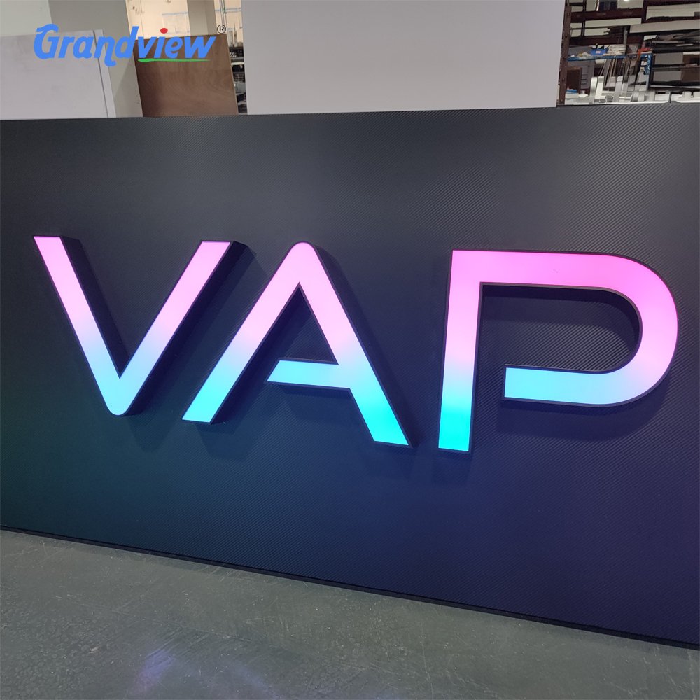 RGB Full Color Business Building Led Signage Stainless Metal Led Channel Letter Illuminated Front Lit Letter Signage