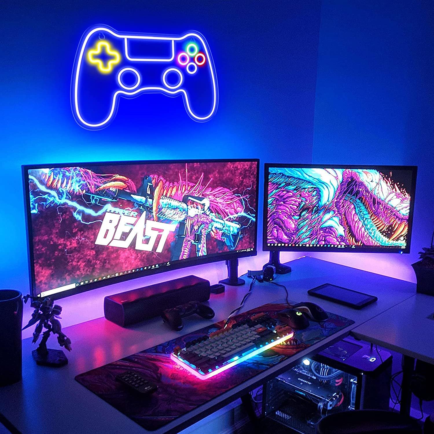 Custom LED Acrylic Gamer Neon Sign Game Controller Neon Sign for Gamer Teen Boy Room Wall Decor Gaming Neon Lights for Wall