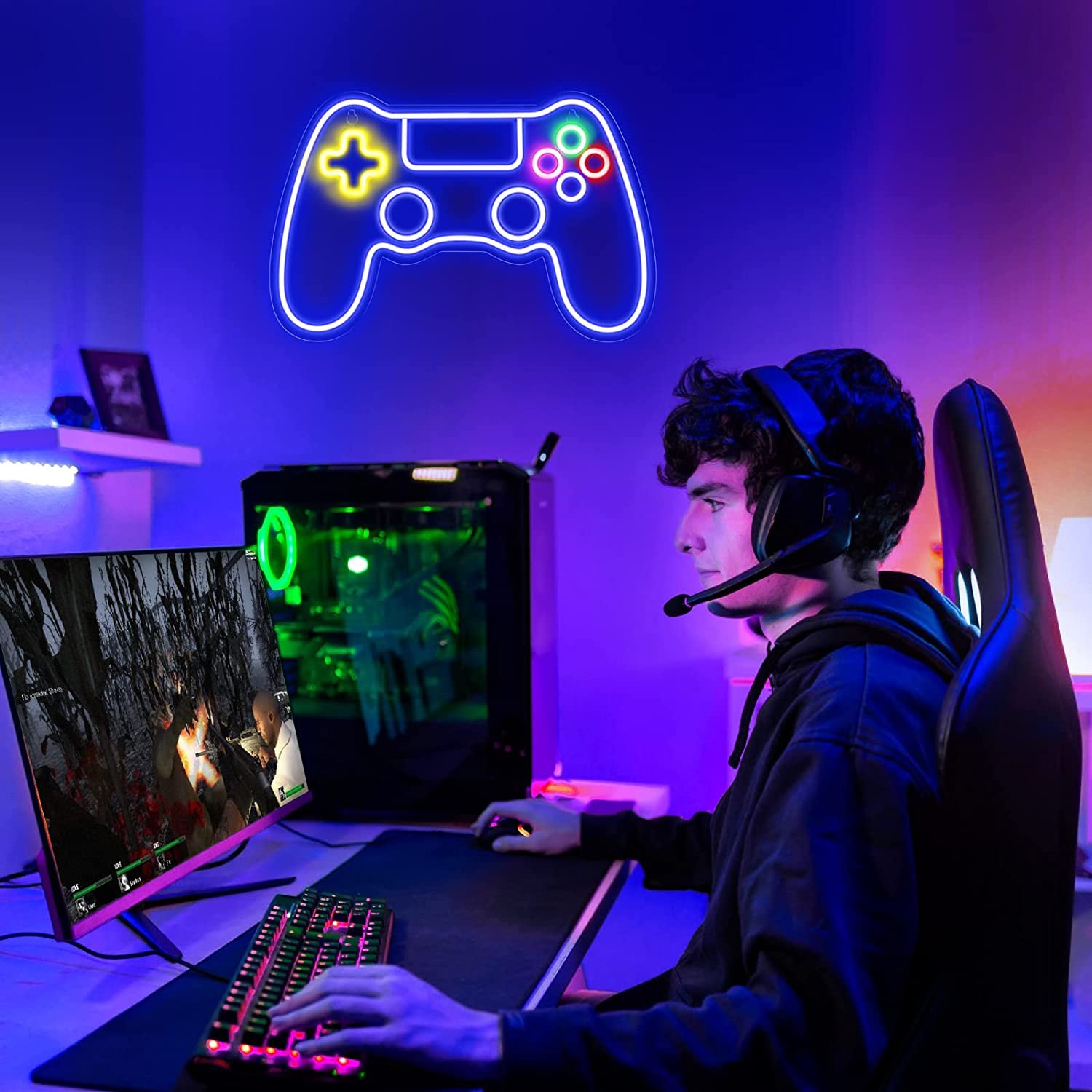 Custom LED Acrylic Gamer Neon Sign Game Controller Neon Sign for Gamer Teen Boy Room Wall Decor Gaming Neon Lights for Wall