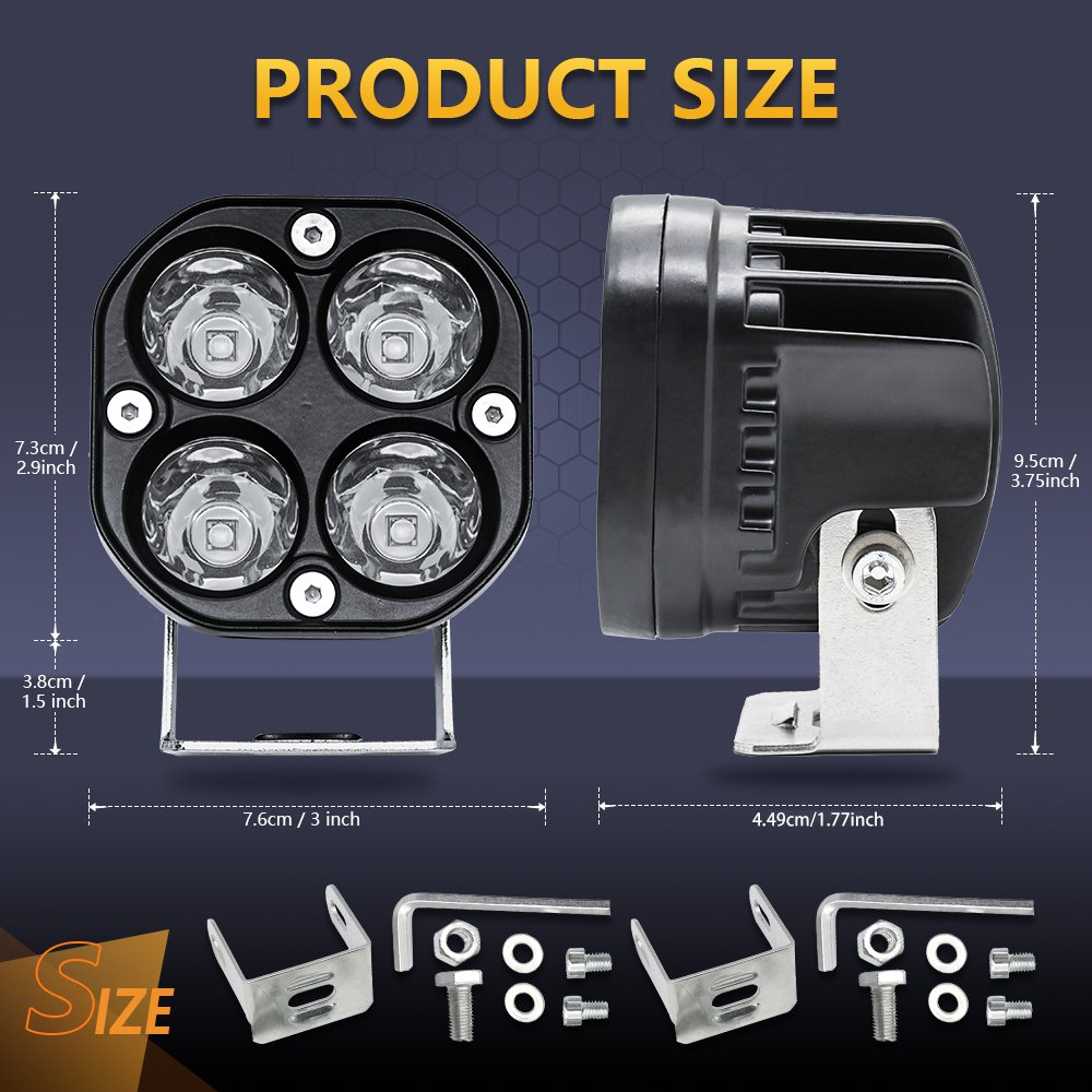 Clover Car Spotlight Super Bright Dual Color LED Work Car Light for Motorcycle Truck Car