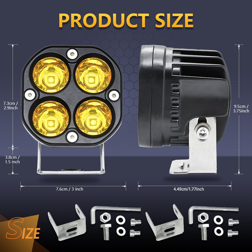 Clover Car Spotlight Super Bright Dual Color LED Work Car Light for Motorcycle Truck Car