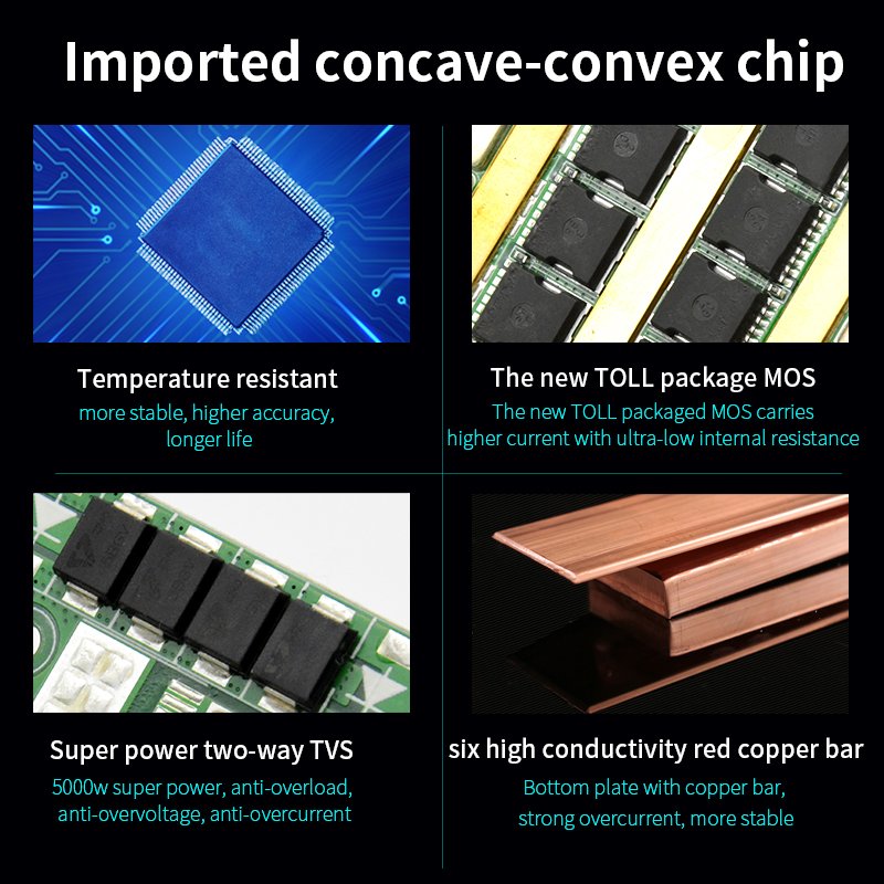 JBD Smart BMS 24V 36V 60V 48V 60V 72V Volt Ion/Lifepo4 40A 60A 100A 150A 200A BMS 16S with UART/RS485/CAN/BUZZER