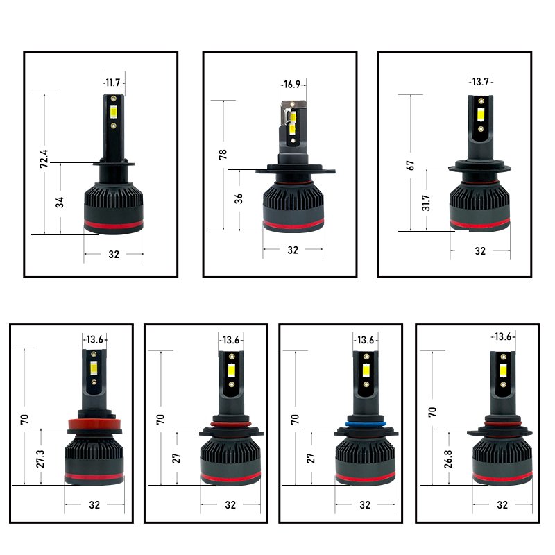 New Design High Power 76W 7400LM Car Lights Bulb H7 H8 H9 H11 Fog Lights With Canbus HB3 HB4 HIR2 Led Headlight