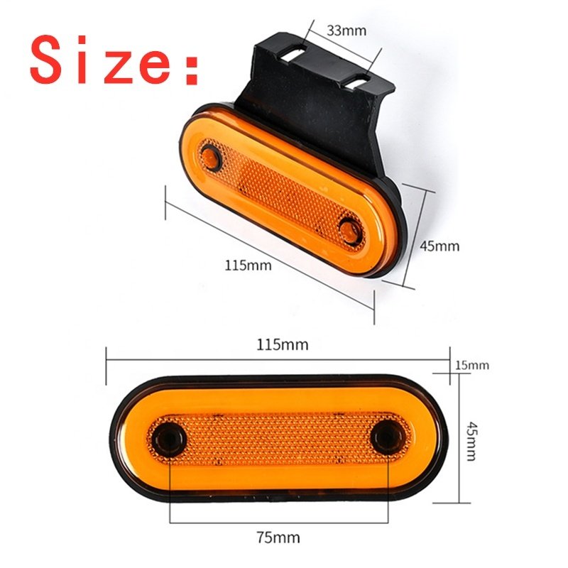 Trailer Side Marker Lights Reflector 12V 24V LED Truck Clearance Lights Bus Van Camper Side Position Light Amber Red White