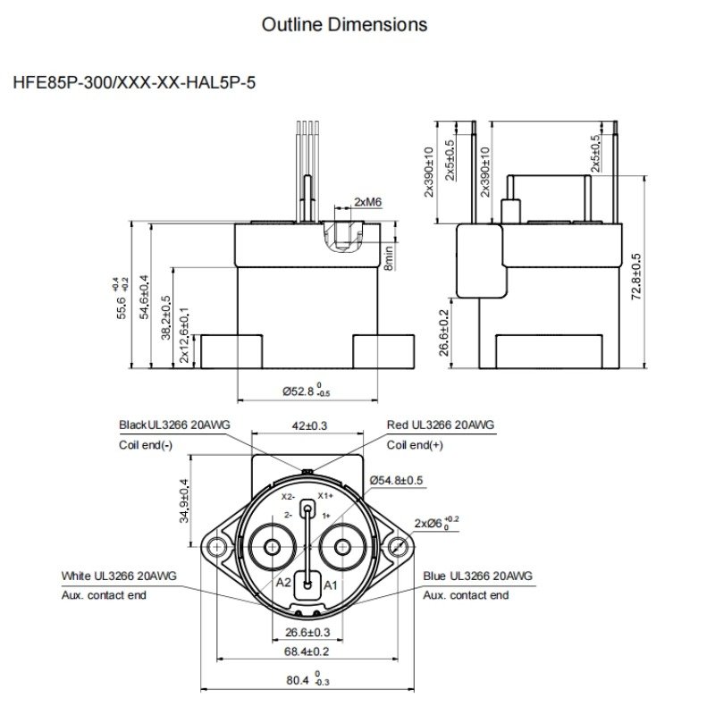 HFE85P-300 HONGFA High Voltage DC Contactor 1000V 300A Contactor Relay Contactor 24v Dc 12V DC