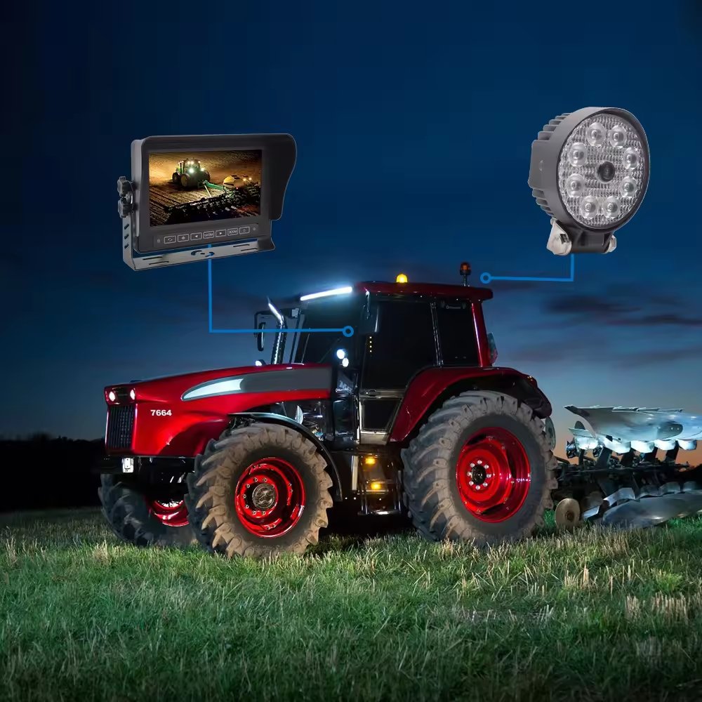 AHD 1080P IP68 Waterproof HD 8 LED Worklight Camera for Tractor Harvester Reverse Backup Auto for Industrial Agricultural