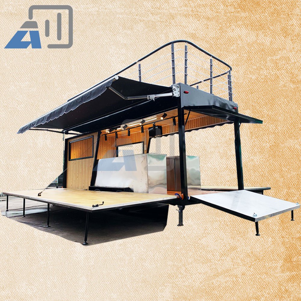 Customized Big Food Trailer Truck Double Decker Food Bus with Full Commercial Kitchen and Upstairs Patio