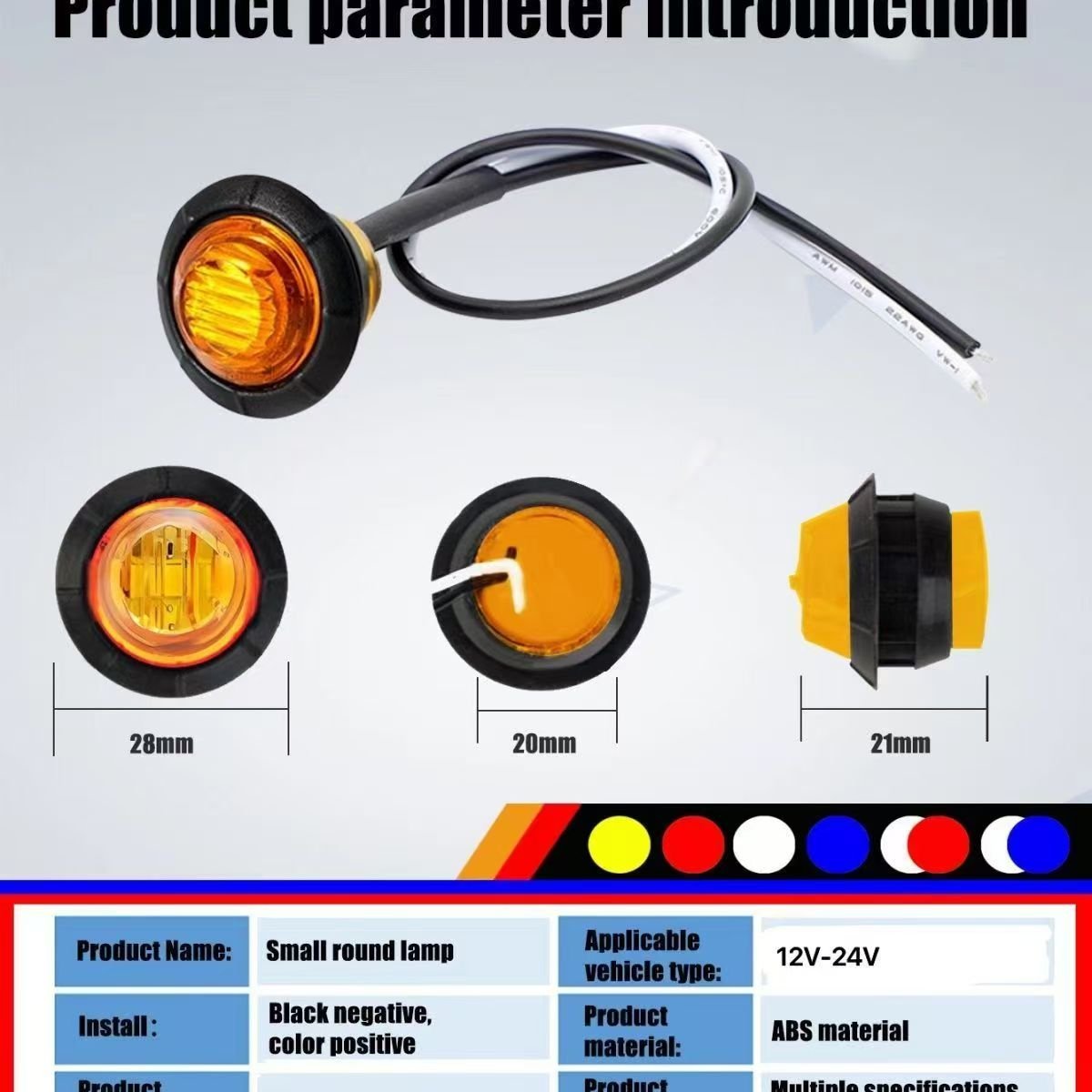 12V/24V 3SMD 3/4" Round Car Caravan Truck Trailer Side Marker Lights LED Van Bus Clearance Light DRL for Truck Parts