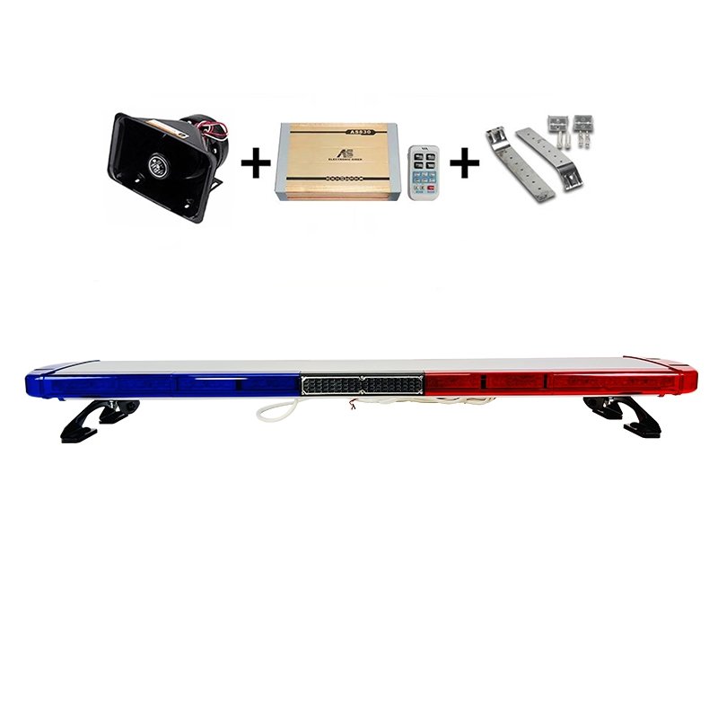 47 Inch Roof Emergency Lightbar Red Blue LED Amber Warning Light Siren Horn for Car Vehicle Firefighter Truck Strobe Light Bar