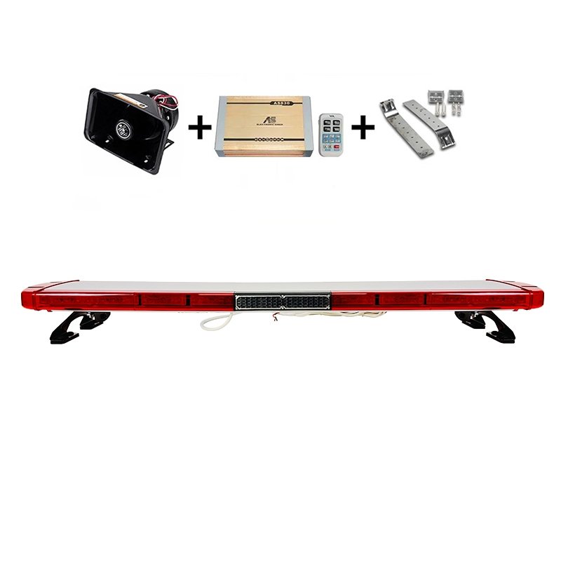 47 Inch Roof Emergency Lightbar Red Blue LED Amber Warning Light Siren Horn for Car Vehicle Firefighter Truck Strobe Light Bar