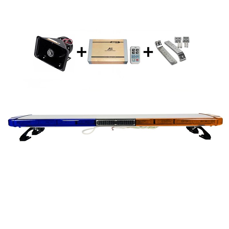 47 Inch Roof Emergency Lightbar Red Blue LED Amber Warning Light Siren Horn for Car Vehicle Firefighter Truck Strobe Light Bar