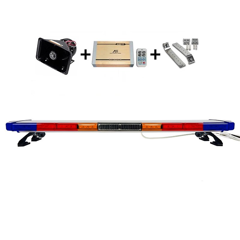 47 Inch Roof Emergency Lightbar Red Blue LED Amber Warning Light Siren Horn for Car Vehicle Firefighter Truck Strobe Light Bar