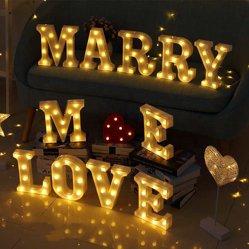 Customized 26 English Alphabet Marry Me Light up Letters Wedding Decoration for Park Advertising Sign