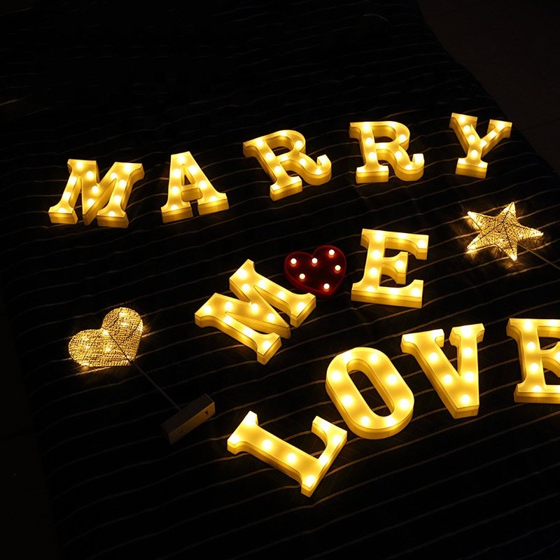 Customized 26 English Alphabet Marry Me Light up Letters Wedding Decoration for Park Advertising Sign