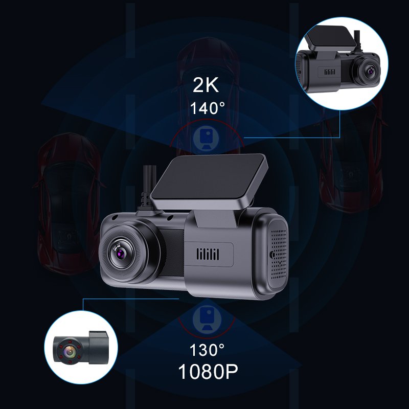 New 2024 4G Smart Dashcam 2K+1080P Advanced Driving Assistance Support Truck DMS Function Wifi+GPS