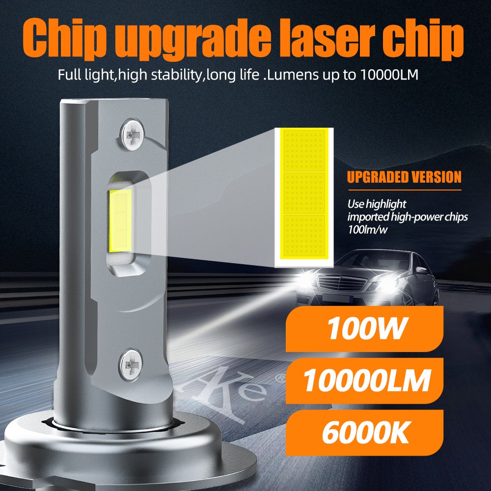 AKE T2 100W H1 Led Headlight Bulb 6000K 10000Lm Bombillo Led H3 H4 H7 H11 Hb3 9005 Hb4 9006 Hir2 9012 Led Lights with Canbus
