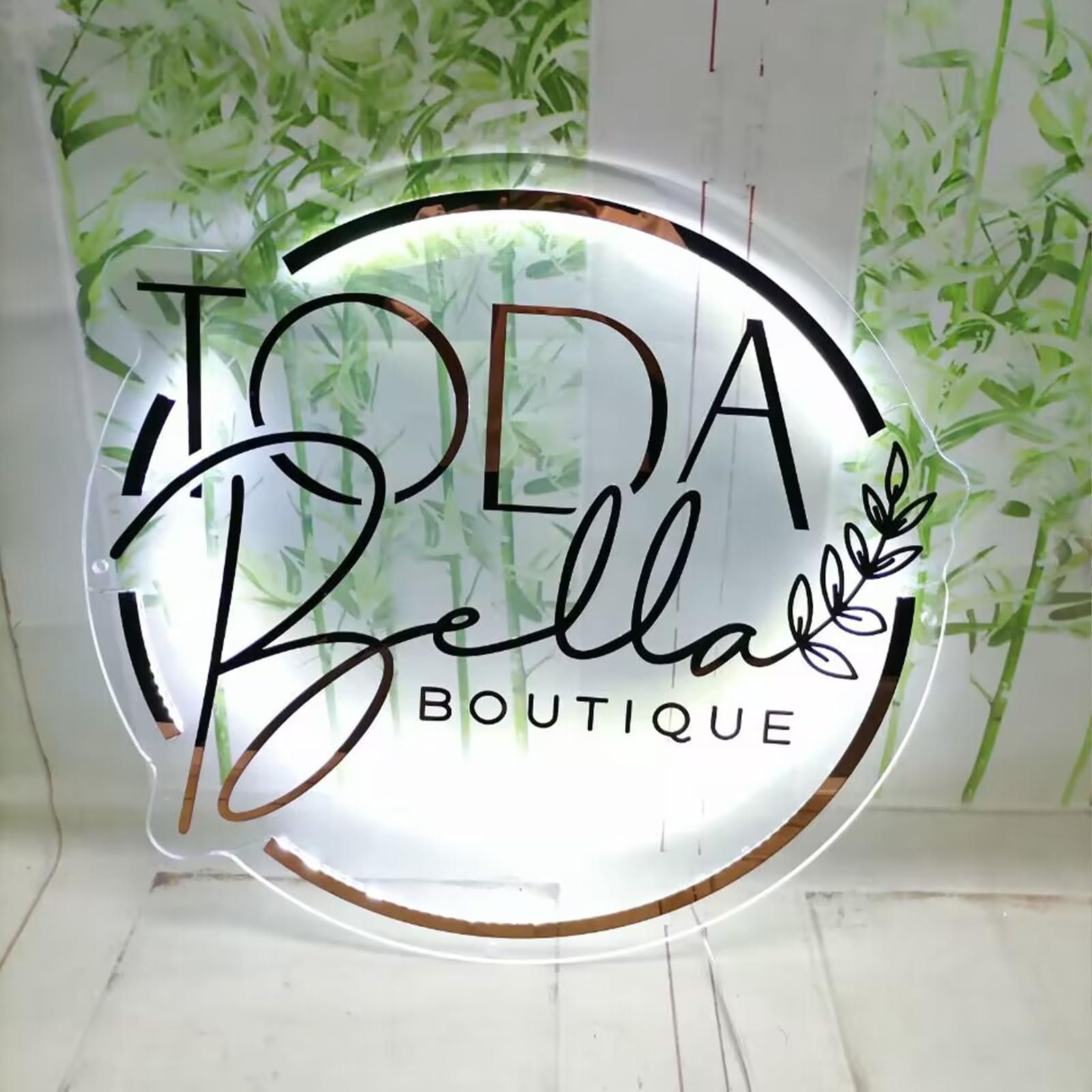 Backlit Illuminated Sign Business Neon Lights Mirror Logo Sign Floating Acrylic Business Sign Personalized LED Customize Logo
