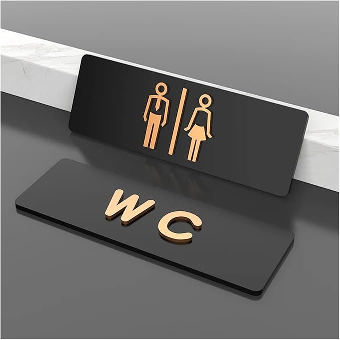 Customized Washroom Signage Men's and Women's Bathroom Acrylic Sign Public Toilet Door Plate Restroom Prompt Sign