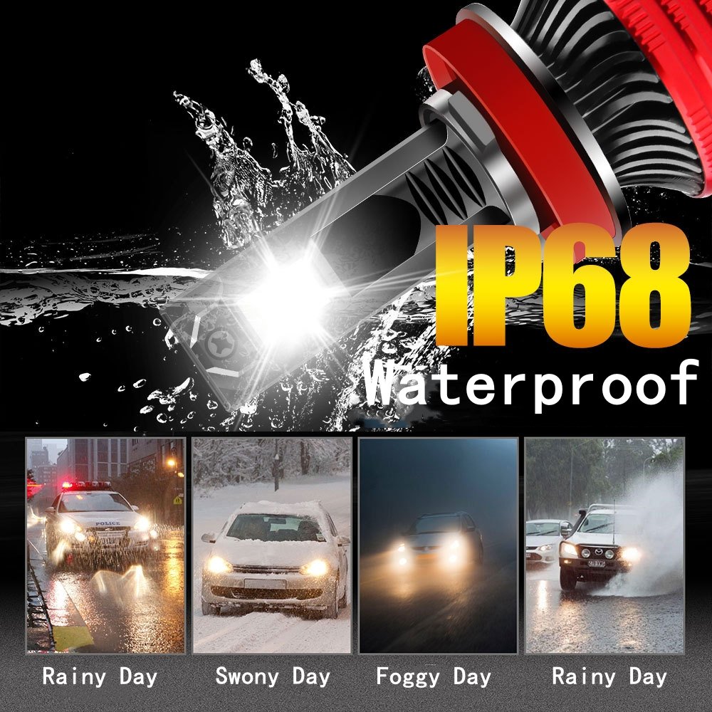 Tri Color Changing HB3 HB4 Car Headlight 9005 9006 150W 25000lm Auto Fog Light 4300K