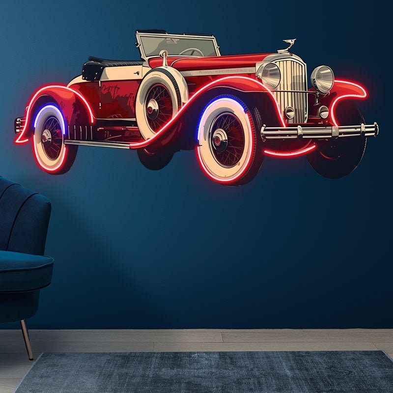 Creative Line Light Car Decoration Home & Shop Lighting Purple Double Door Super Car LED Neon Signs