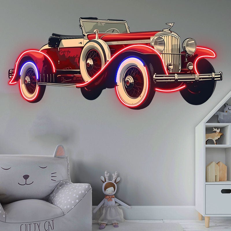 Creative Line Light Car Decoration Home & Shop Lighting Purple Double Door Super Car LED Neon Signs
