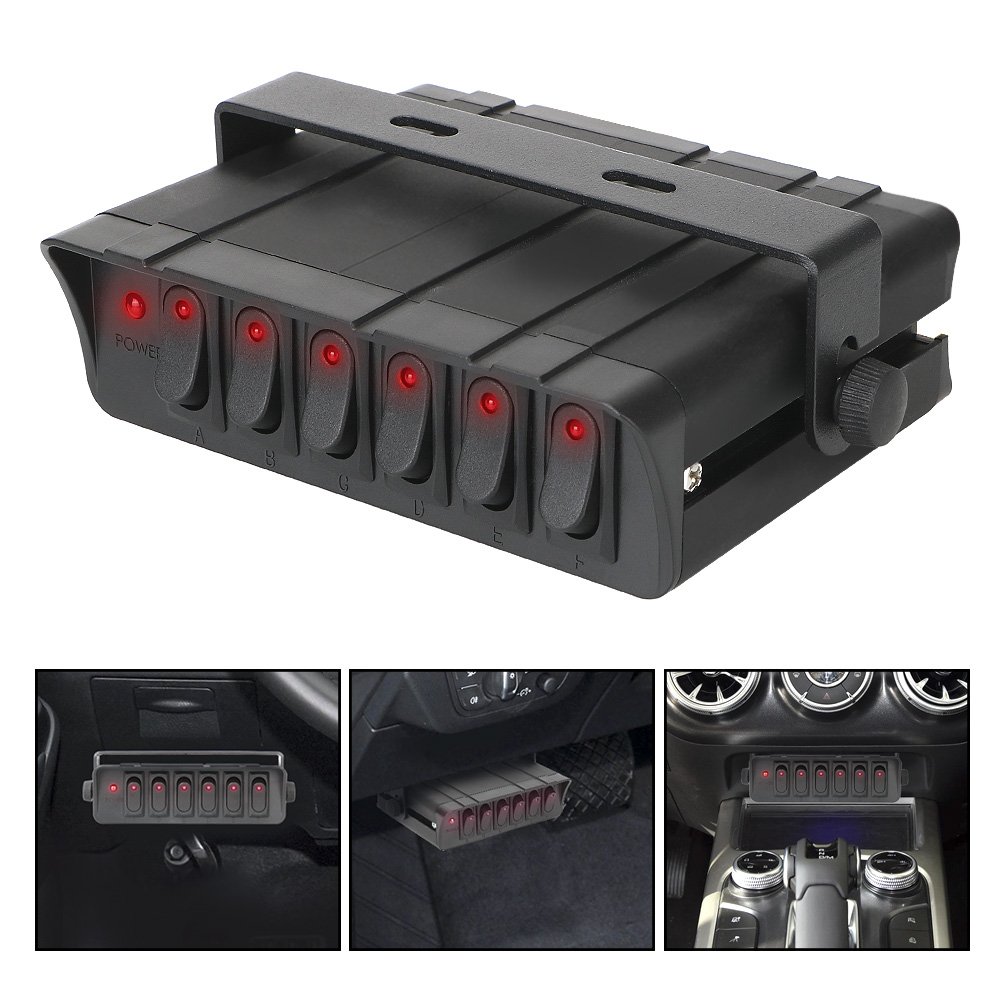 12V 24V 20A 6Gang LED Rocker Switch Panel Box Light Toggle Indicator With Fuse Car Accessories for Boat Truck Trailer Caravan