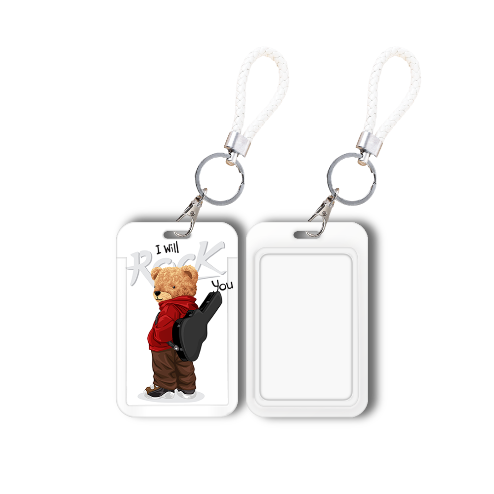 Anti-Lost Plastic Student Bus ID Card Holder Cartoon Lovely Bear Pattern Card Holder With Straps Accessories Card Case Wholesale