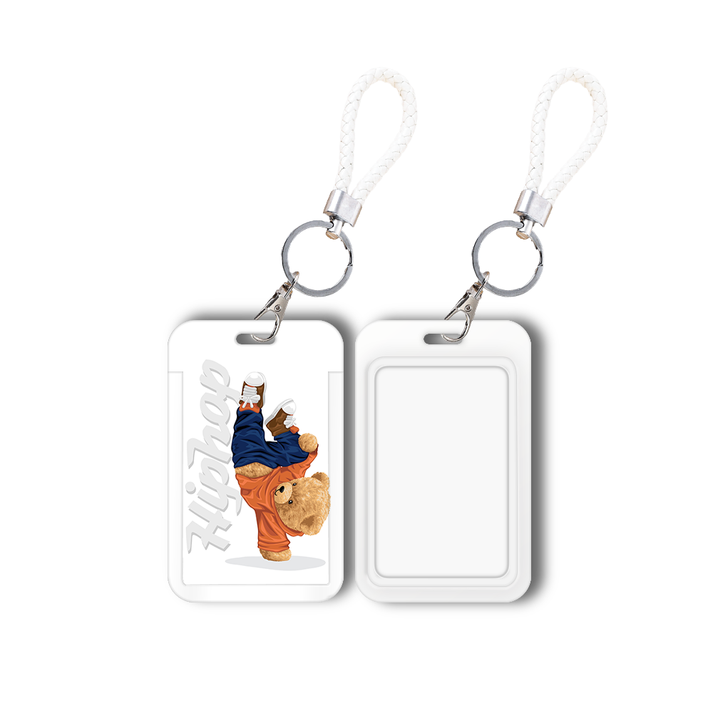 Anti-Lost Plastic Student Bus ID Card Holder Cartoon Lovely Bear Pattern Card Holder With Straps Accessories Card Case Wholesale