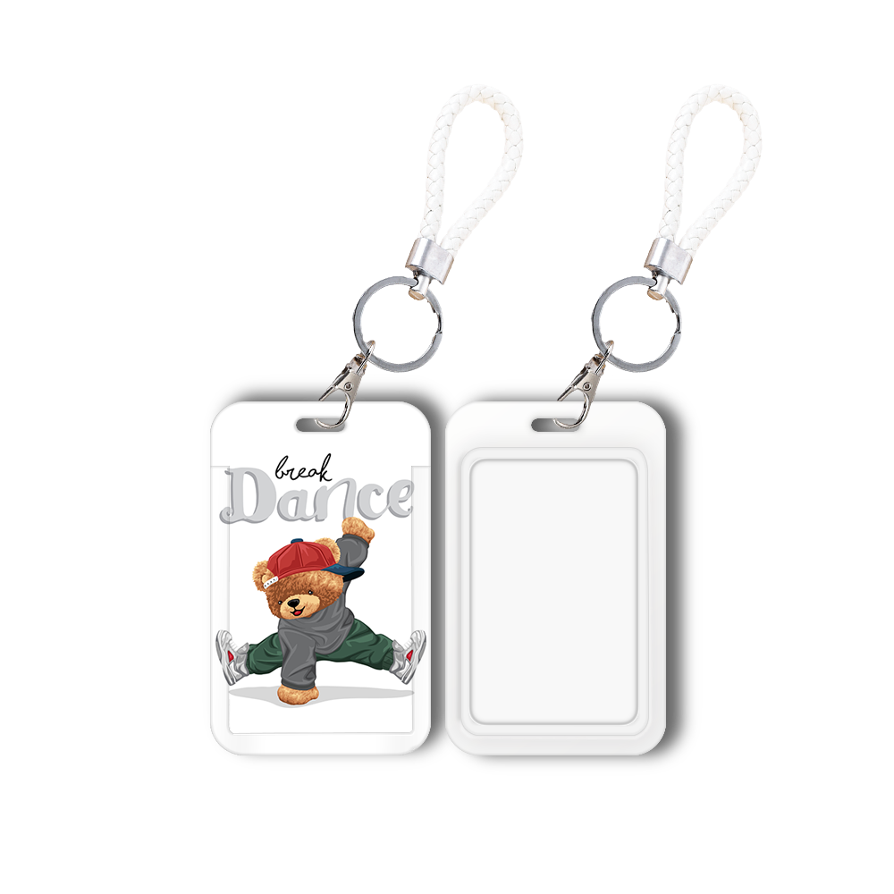 Anti-Lost Plastic Student Bus ID Card Holder Cartoon Lovely Bear Pattern Card Holder With Straps Accessories Card Case Wholesale